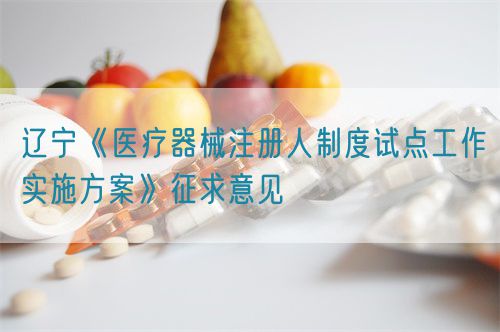 遼寧《醫(yī)療器械注冊(cè)人制度試點(diǎn)工作實(shí)施方案》征求意見(jiàn)(圖1)